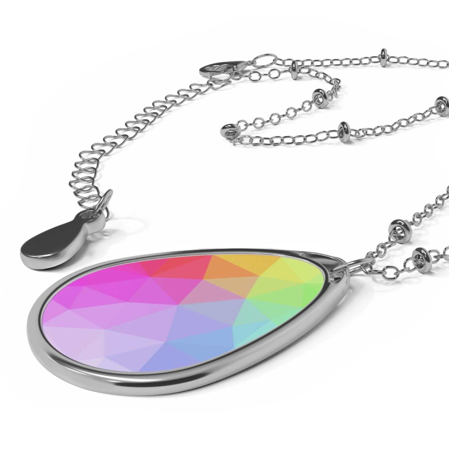 Colorful Geometric Design Oval Pendant Mesmerising Design Necklace | Neckpiece