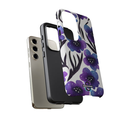 Purple Watercolor Floral Tough Case — Protective Galaxy Flower Phone Cover