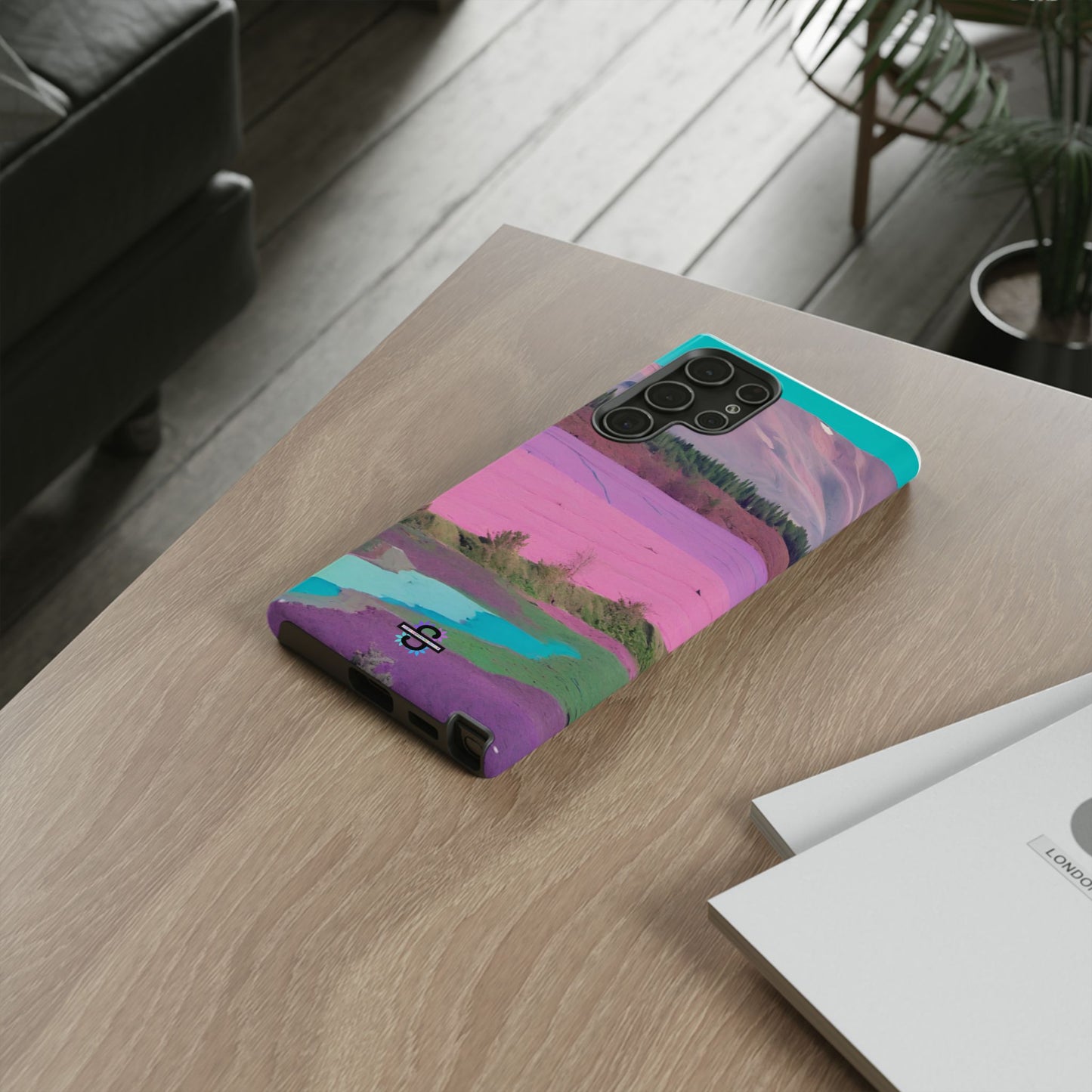Hard Phone Case, Pink Landscape Design, Dual layer case for Extra Durability and Protection, Glossy or Matte Finish,