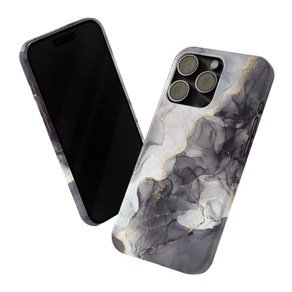 Slim Phone Cases, Black Marble Design