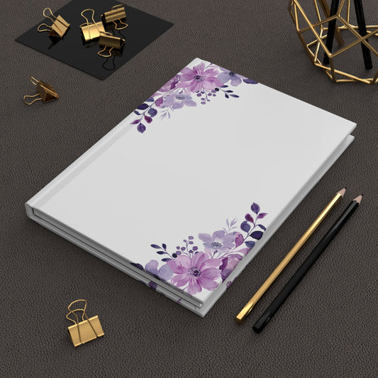 Purple floral white Hardcover Journal