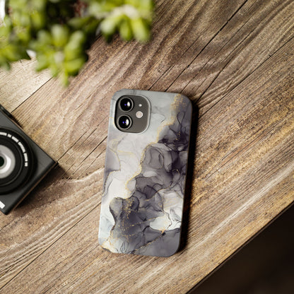 Slim Phone Cases, Black Marble Design