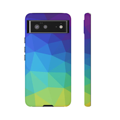 Geometric Gradient Tough Phone Case — Blue Green Polygon Design