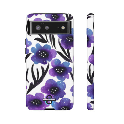 Purple Watercolor Floral Tough Case — Protective Galaxy Flower Phone Cover