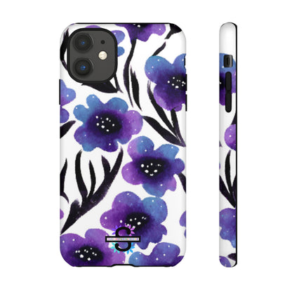 Purple Watercolor Floral Tough Case — Protective Galaxy Flower Phone Cover