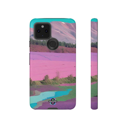 Hard Phone Case, Pink Landscape Design, Dual layer case for Extra Durability and Protection, Glossy or Matte Finish,