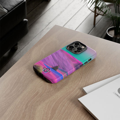 Tough Phone Case - pink purple green blue landscape