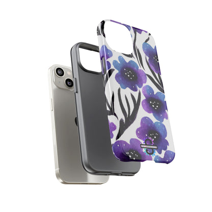 Purple Watercolor Floral Tough Case — Protective Galaxy Flower Phone Cover