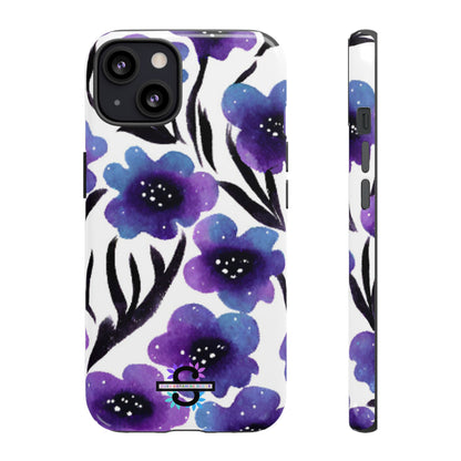 Purple Watercolor Floral Tough Case — Protective Galaxy Flower Phone Cover