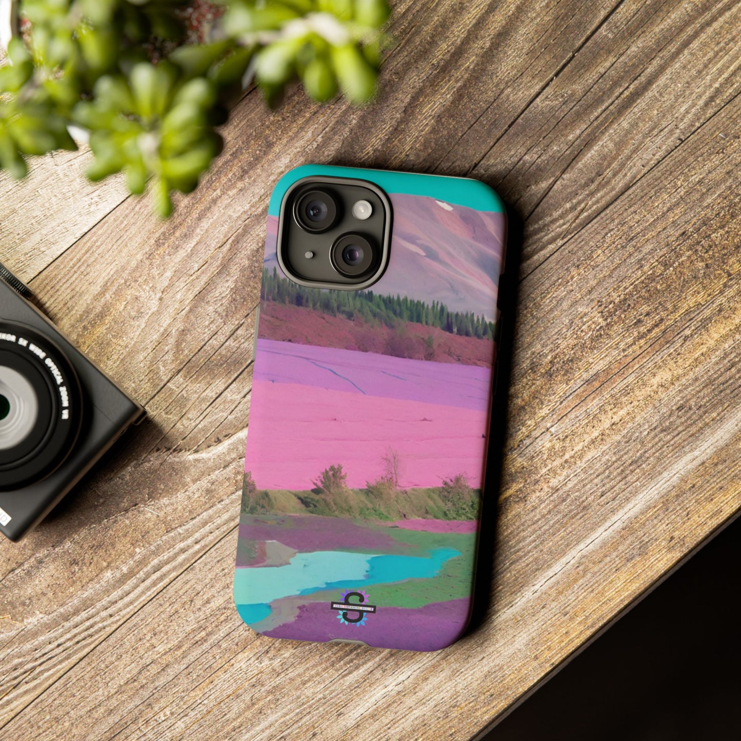 Hard Phone Case, Pink Landscape Design, Dual layer case for Extra Durability and Protection, Glossy or Matte Finish,