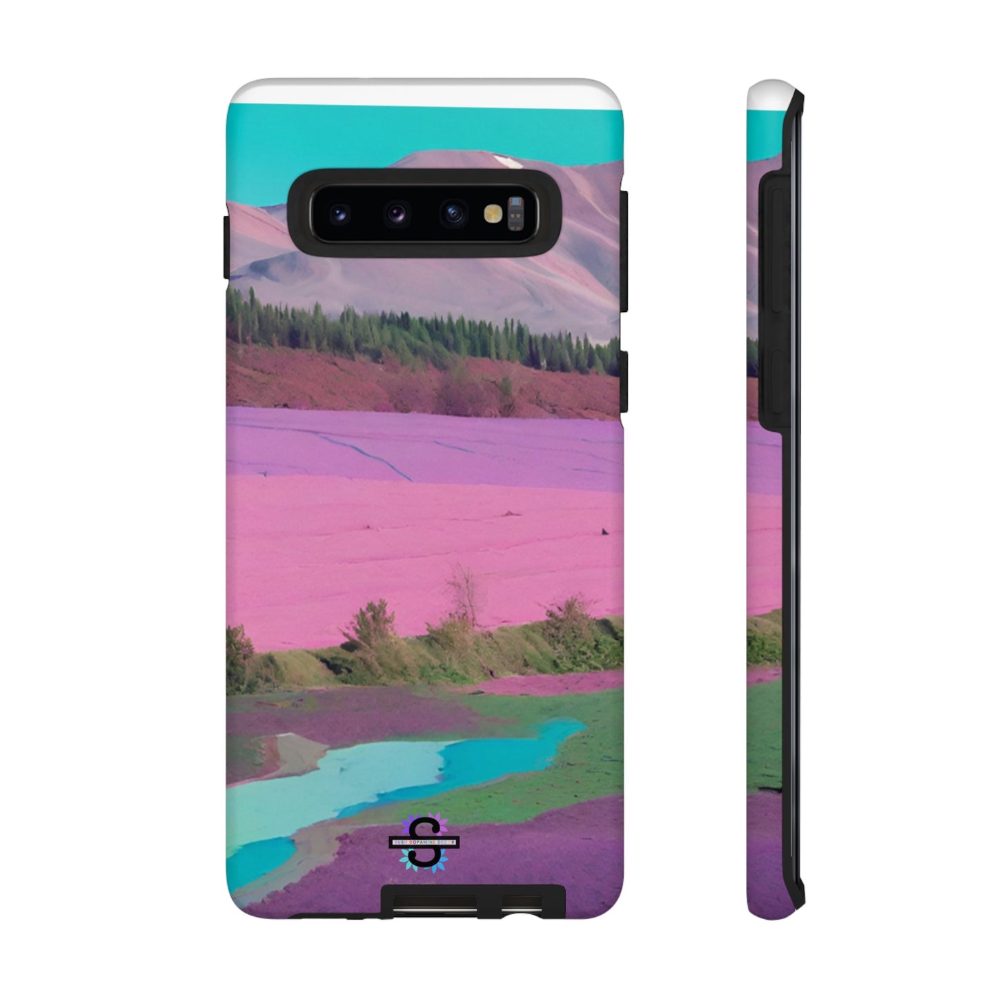 Hard Phone Case, Pink Landscape Design, Dual layer case for Extra Durability and Protection, Glossy or Matte Finish,