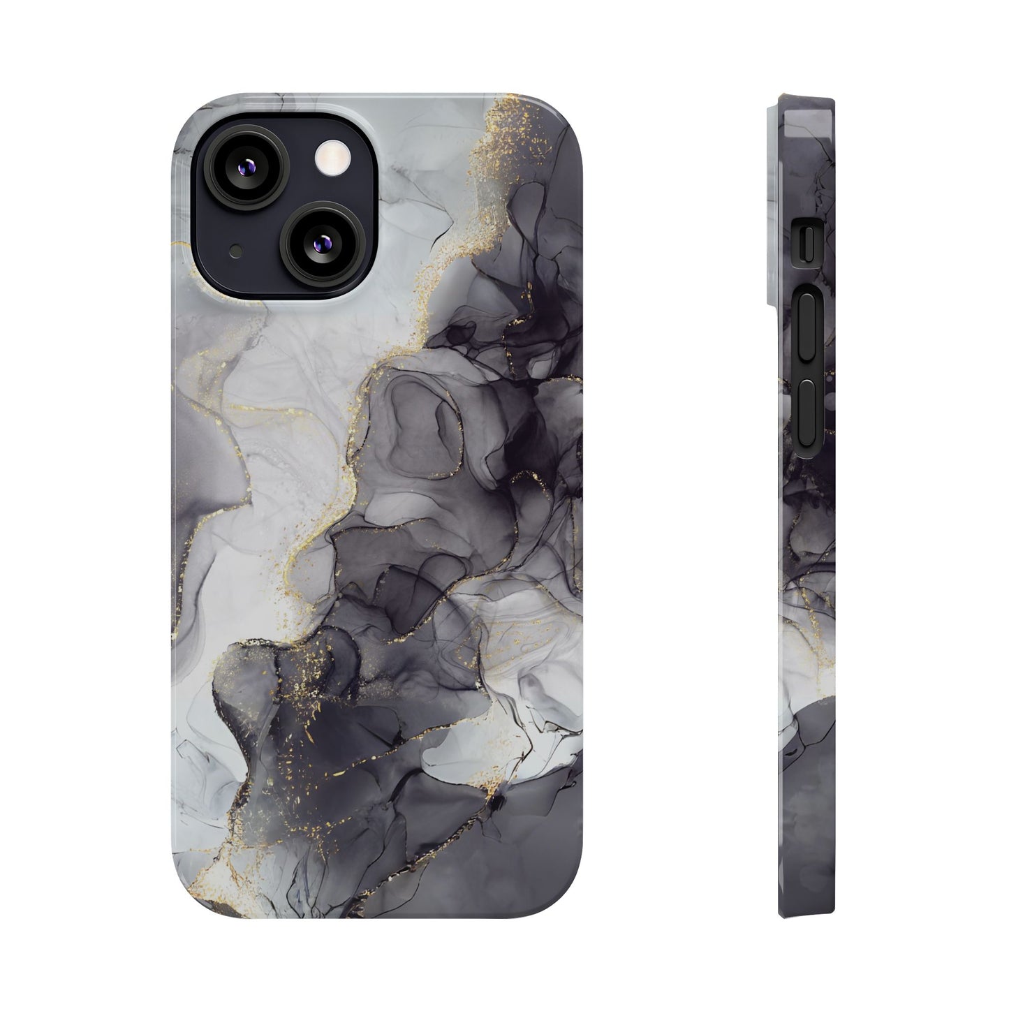 Slim Phone Cases, Black Marble Design