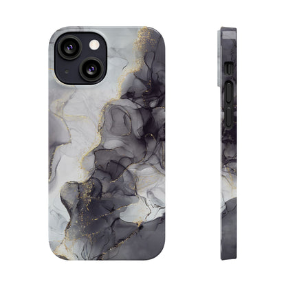 Slim Phone Cases, Black Marble Design