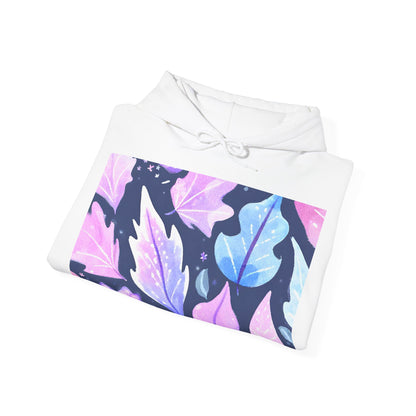 Purple Leaves Unisex Black Hoodie – Peace Subliminals – Cozy Cotton Blend Sweatshirt – Mindfulness & Relaxation Graphic Hoodie