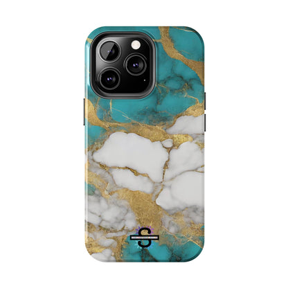 Turqoise Drop Print White Gold Tough Phone Case