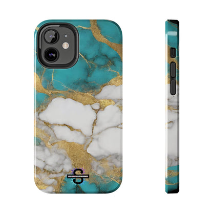 Turqoise Drop Print White Gold Tough Phone Case