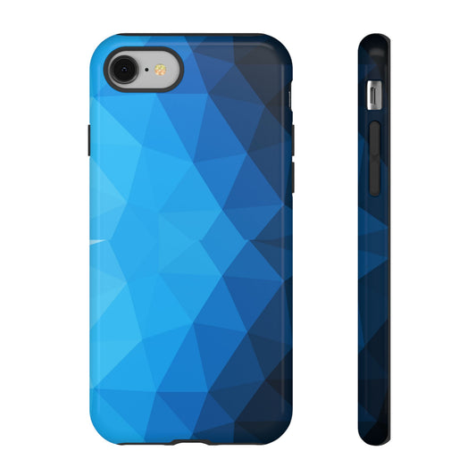 Geometric Blue Protective Phone Case, Cool Phone cover,  Dual Layer Case, Open Ports for Connectivity, Glossy, Matte, Attractive Blue Mobile Case