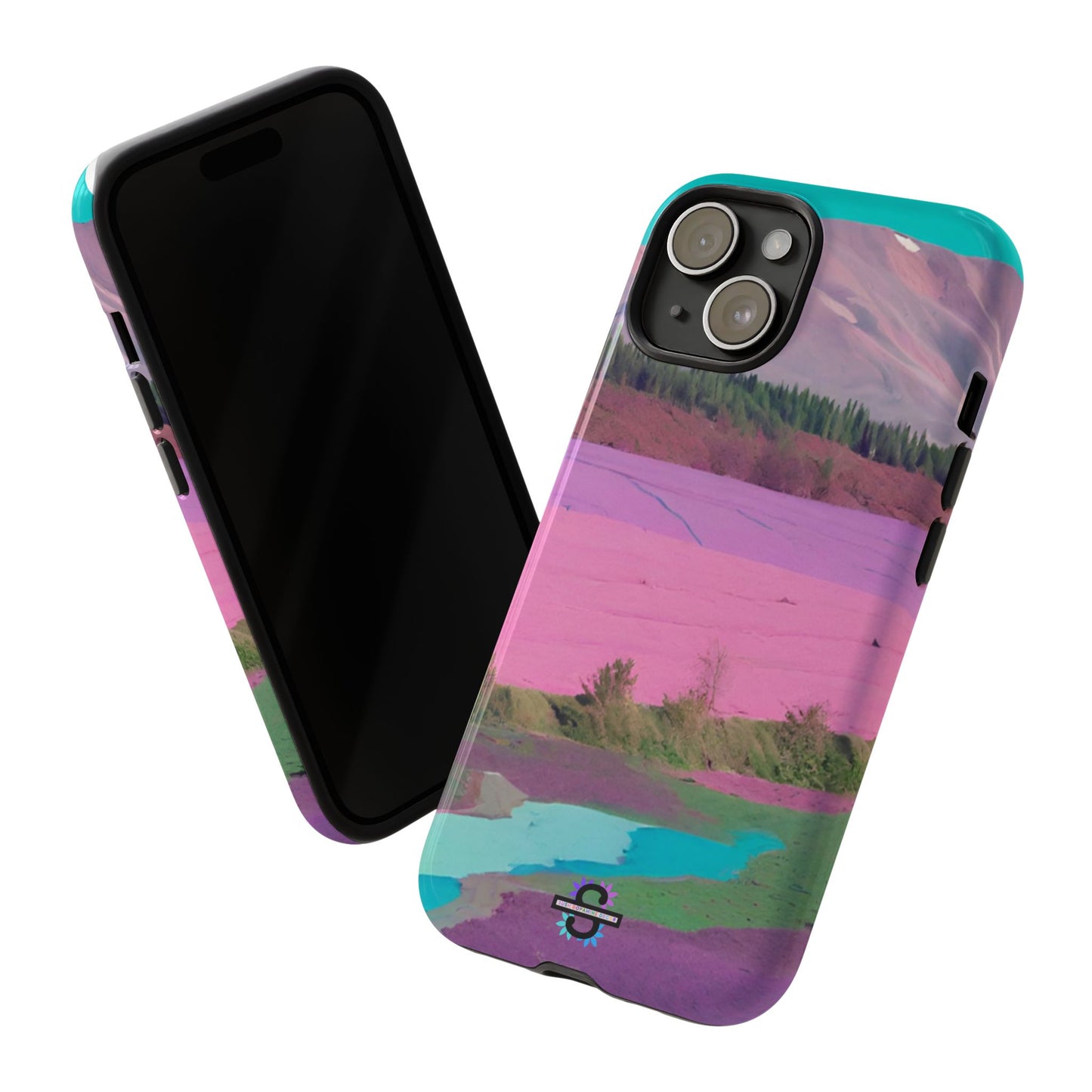 Hard Phone Case, Pink Landscape Design, Dual layer case for Extra Durability and Protection, Glossy or Matte Finish,
