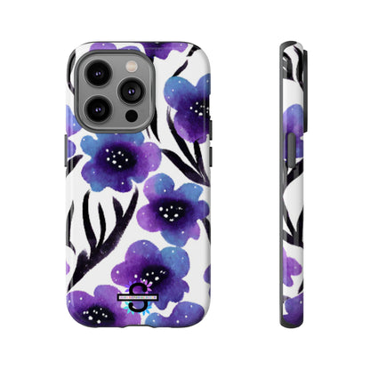 Purple Watercolor Floral Tough Case — Protective Galaxy Flower Phone Cover