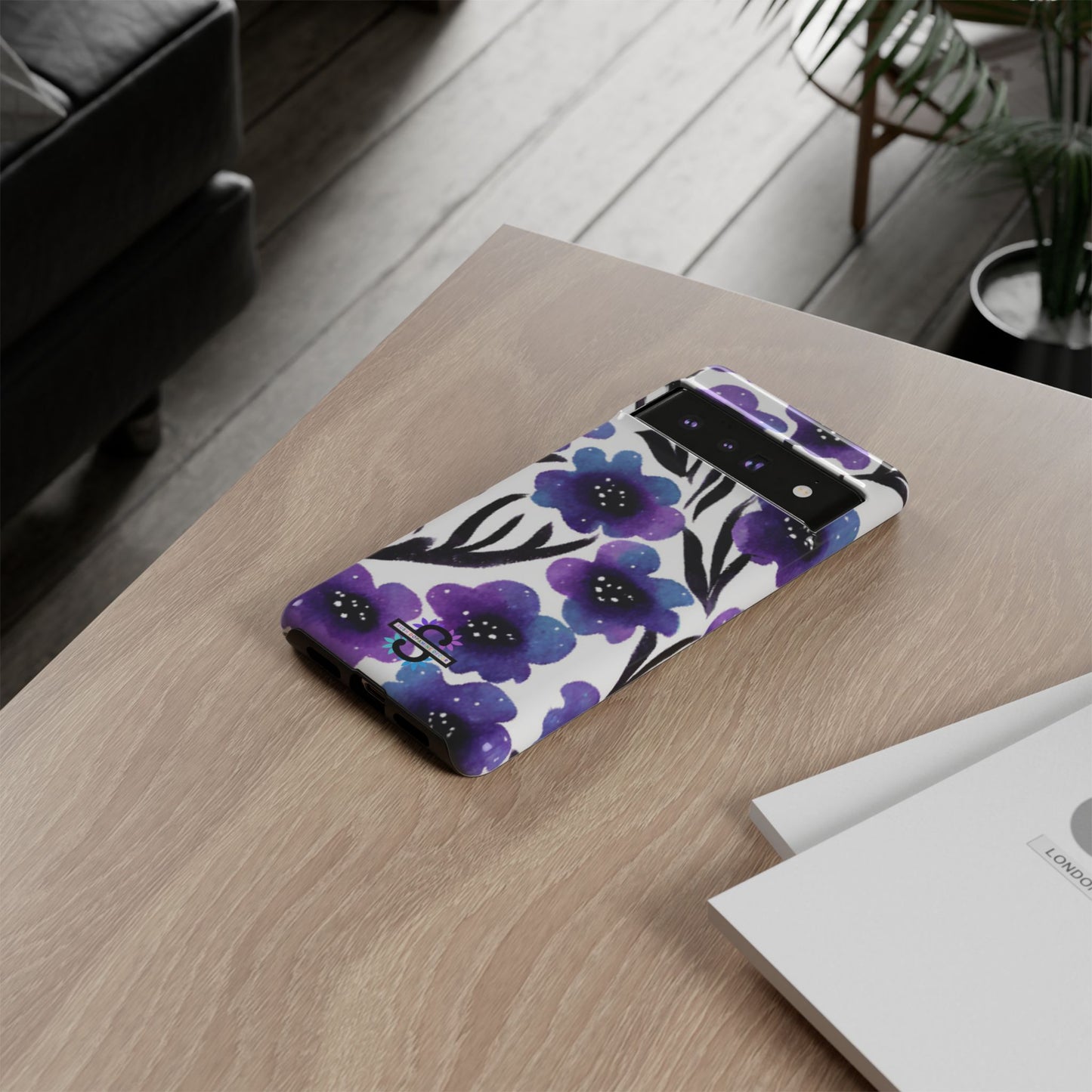 Purple Watercolor Floral Tough Case — Protective Galaxy Flower Phone Cover