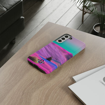 Tough Phone Case - pink purple green blue landscape