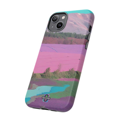 Hard Phone Case, Pink Landscape Design, Dual layer case for Extra Durability and Protection, Glossy or Matte Finish,