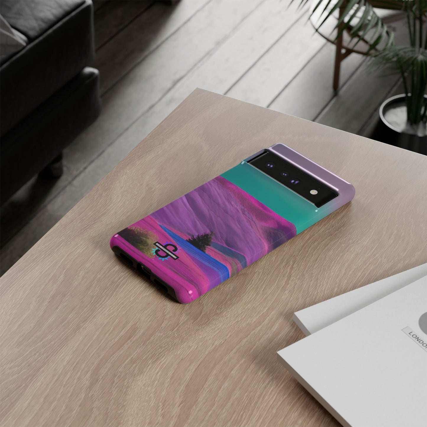 Tough Phone Case - pink purple green blue landscape