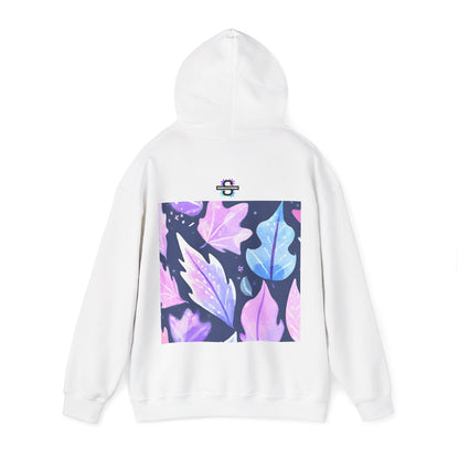 Purple Leaves Unisex Black Hoodie – Peace Subliminals – Cozy Cotton Blend Sweatshirt – Mindfulness & Relaxation Graphic Hoodie