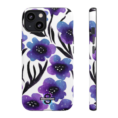 Purple Watercolor Floral Tough Case — Protective Galaxy Flower Phone Cover