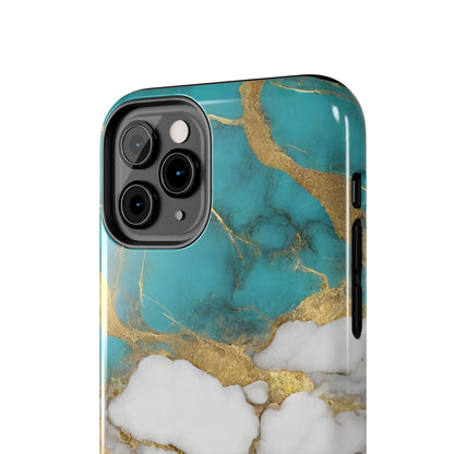 Turqoise Drop Print White Gold Tough Phone Case