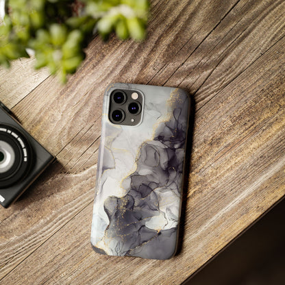 Slim Phone Cases, Black Marble Design