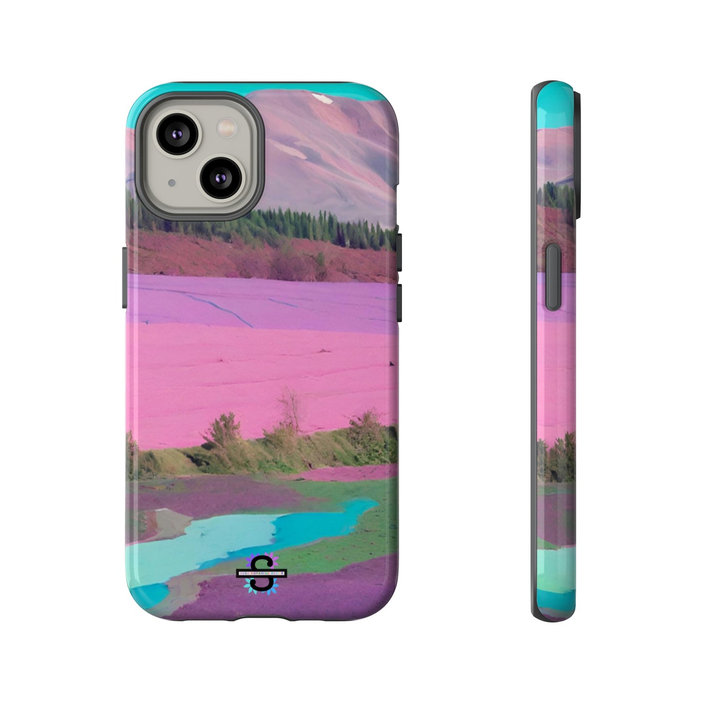 Hard Phone Case, Pink Landscape Design, Dual layer case for Extra Durability and Protection, Glossy or Matte Finish,