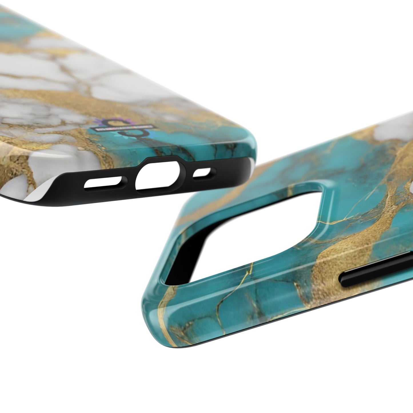 Turqoise Drop Print White Gold Tough Phone Case