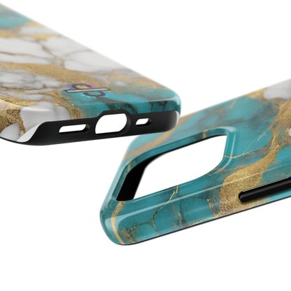 Turqoise Drop Print White Gold Tough Phone Case