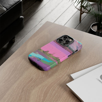 Hard Phone Case, Pink Landscape Design, Dual layer case for Extra Durability and Protection, Glossy or Matte Finish,