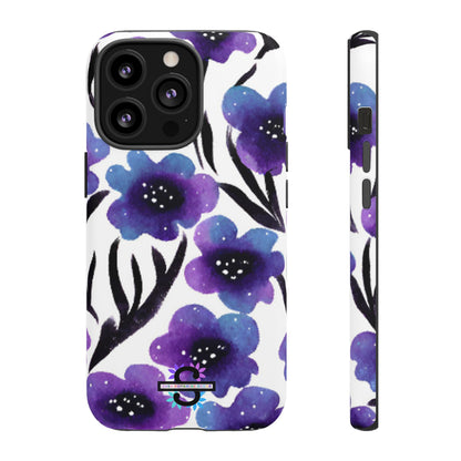 Purple Watercolor Floral Tough Case — Protective Galaxy Flower Phone Cover