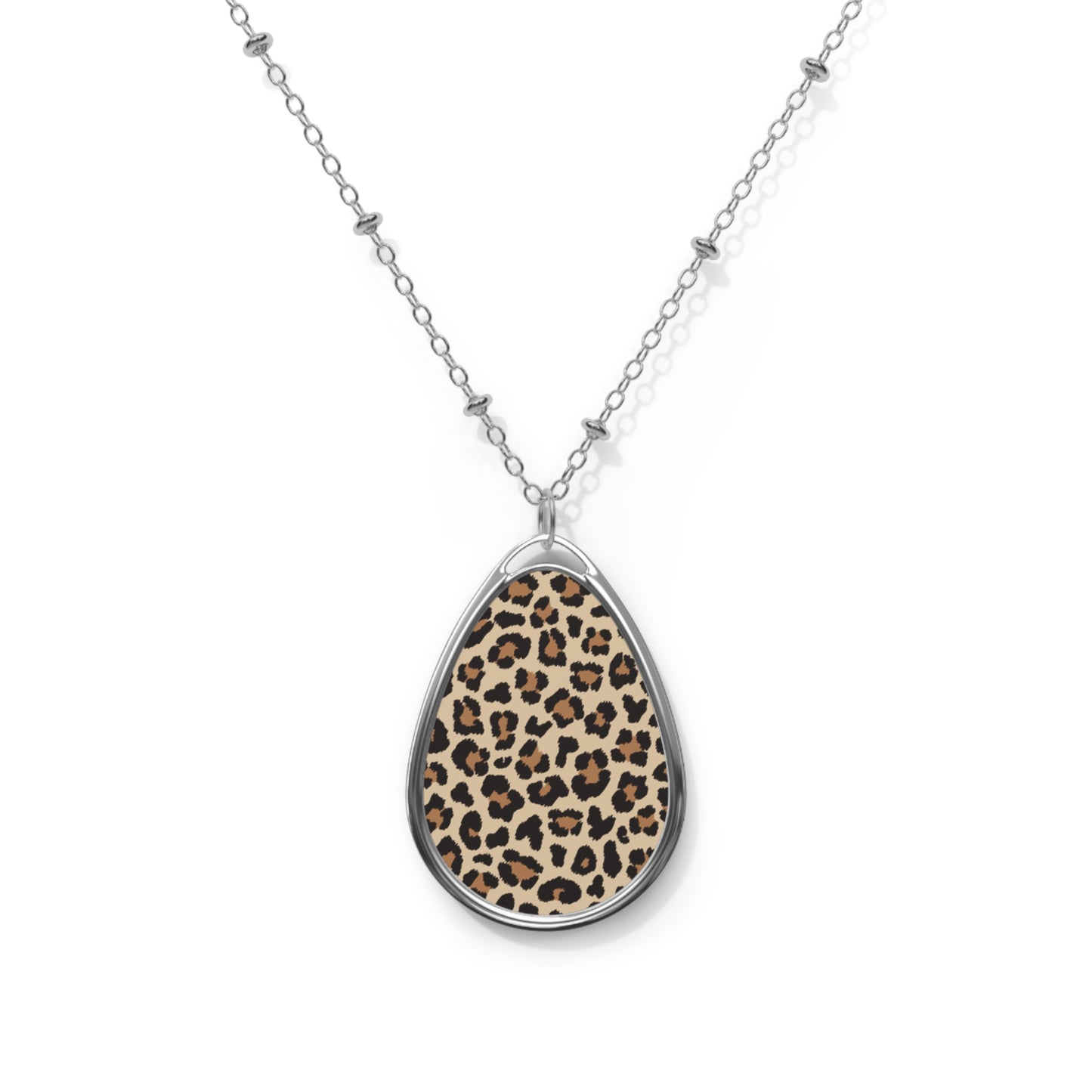 Oval Cheetah print Necklace | Pendant  | Accessories