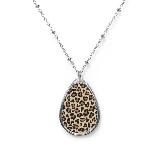 Oval Cheetah print Necklace | Pendant  | Accessories