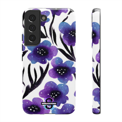 Purple Watercolor Floral Tough Case — Protective Galaxy Flower Phone Cover