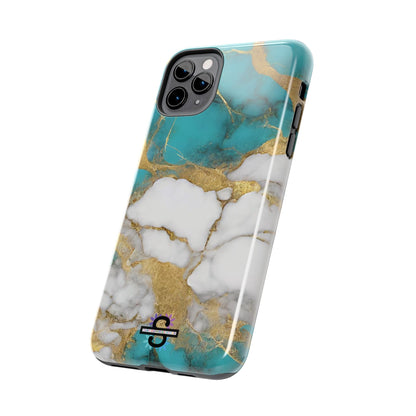 Turqoise Drop Print White Gold Tough Phone Case