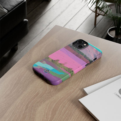 Hard Phone Case, Pink Landscape Design, Dual layer case for Extra Durability and Protection, Glossy or Matte Finish,