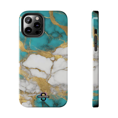 Turqoise Drop Print White Gold Tough Phone Case