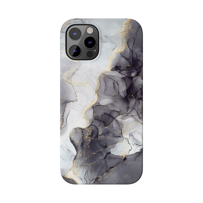 Slim Phone Cases, Black Marble Design