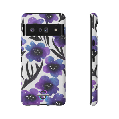 Purple Watercolor Floral Tough Case — Protective Galaxy Flower Phone Cover