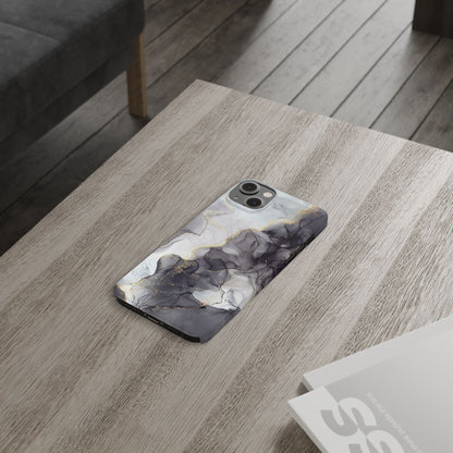 Slim Phone Cases, Black Marble Design