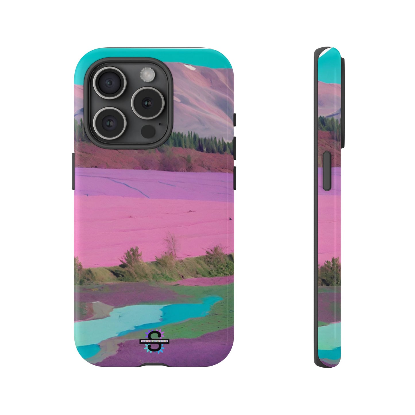 Hard Phone Case, Pink Landscape Design, Dual layer case for Extra Durability and Protection, Glossy or Matte Finish,