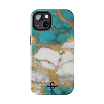 Turqoise Drop Print White Gold Tough Phone Case