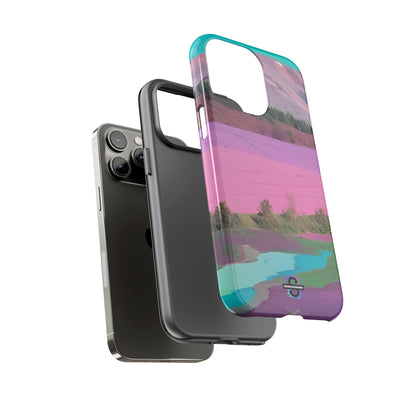 Hard Phone Case, Pink Landscape Design, Dual layer case for Extra Durability and Protection, Glossy or Matte Finish,