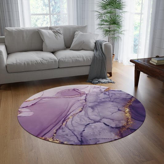 Marble Design Round Rug, Purple Durable Carpet, Pink Rug for Dorm, Home Decor
