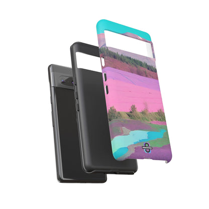 Hard Phone Case, Pink Landscape Design, Dual layer case for Extra Durability and Protection, Glossy or Matte Finish,